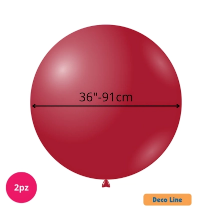 Palloncini Deco Line pastello 36" (91cm) Rosso Rubino 232, 2pz.
