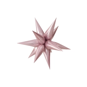 Palloncino Exploding Stars rosa gold 27" con Valvola – Stella a 12 Punte, 1pz