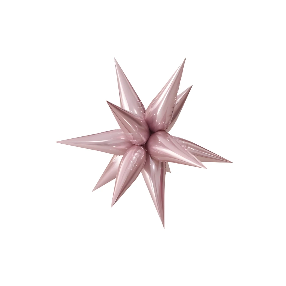 Palloncino Exploding Stars rosa gold 27" con Valvola – Stella a 12 Punte, 1pz