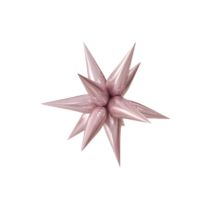 Palloncino Exploding Stars rosa gold 27" con Valvola – Stella a 12 Punte, 1pz