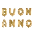 Kit palloncini capodanno lettere buon anno oro da 14''- 35cm, 1pz.