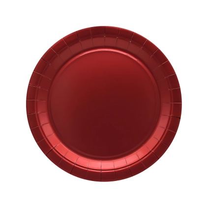 Piatti in carta 27cm Rosso metal – Confezione da 15 pezzi