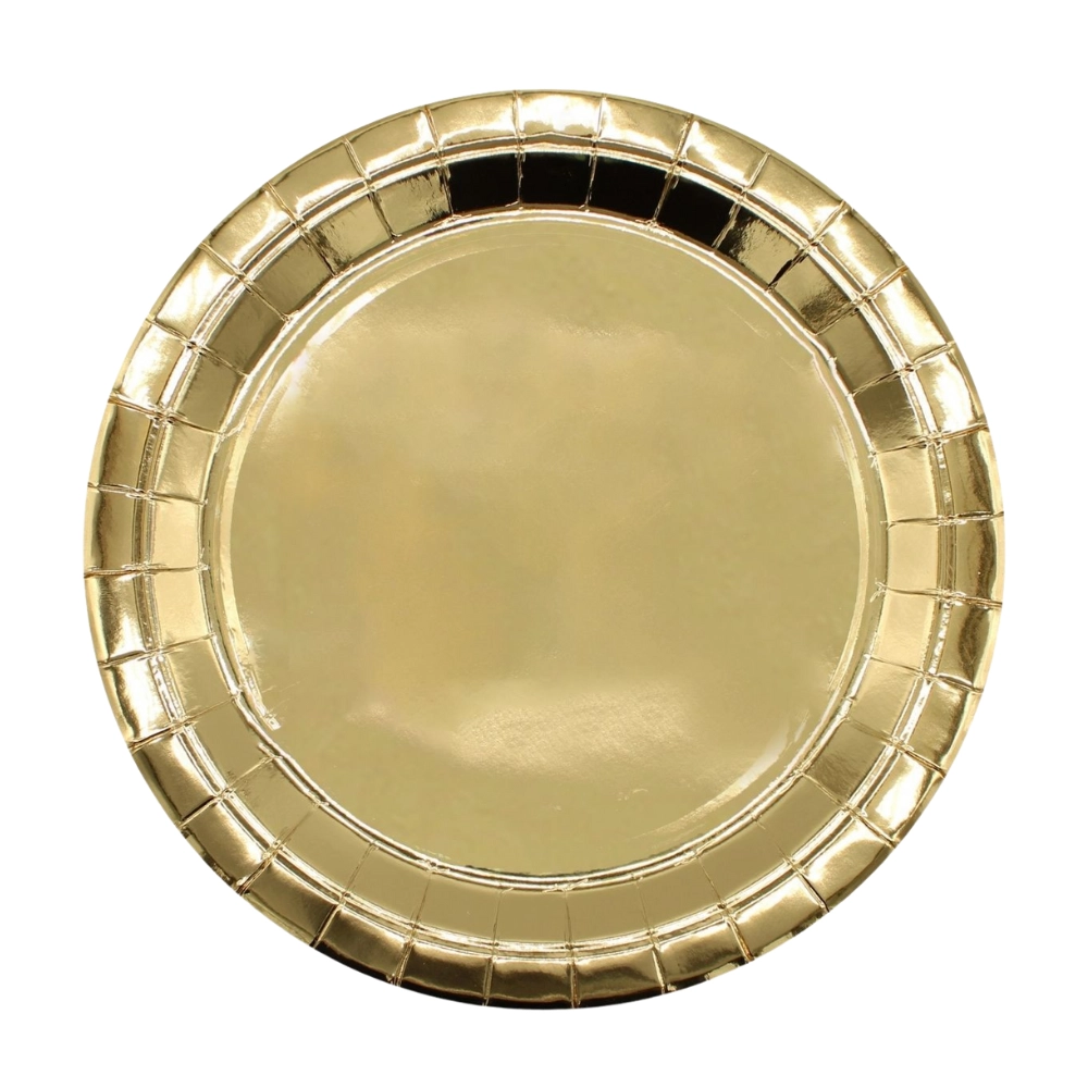 Piatti in carta 32cm Oro metal – Confezione da 8 pezzi