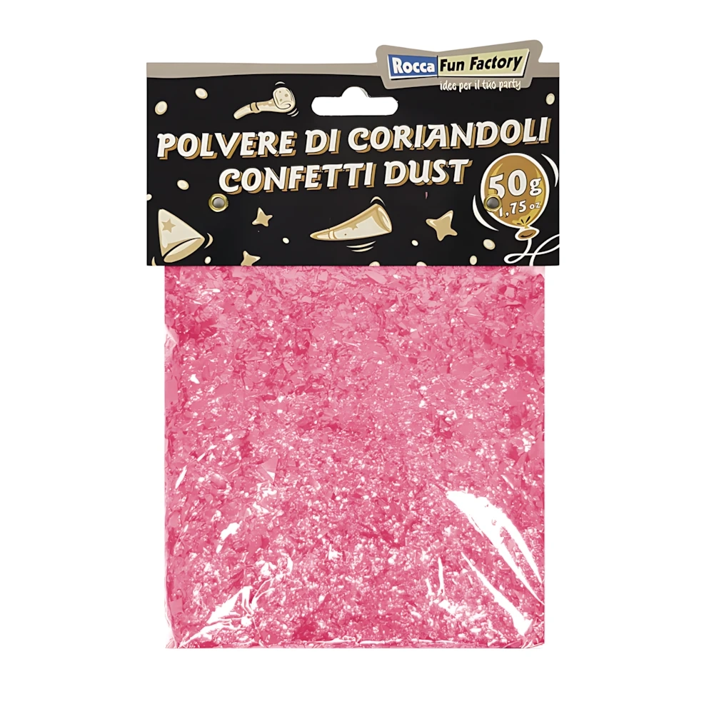 Polvere di Coriandoli rosa baby, 1 bustina da 50g.