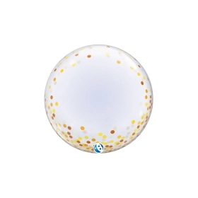 Palloncino Deco Bubble Gold Confetti Dots Takara 24"-(61cm), 1pz.