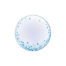 Palloncino Deco Bubble Confetti Dots celeste Takara 24"-(61cm), 1pz.