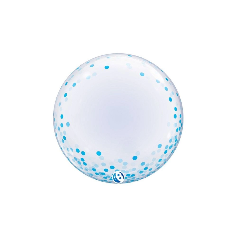 Palloncino Deco Bubble Confetti Dots celeste Takara 24"-(61cm), 1pz.