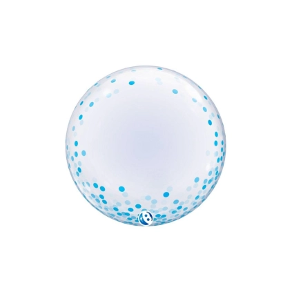 Palloncino Deco Bubble Confetti Dots celeste Takara 24"-(61cm), 1pz.