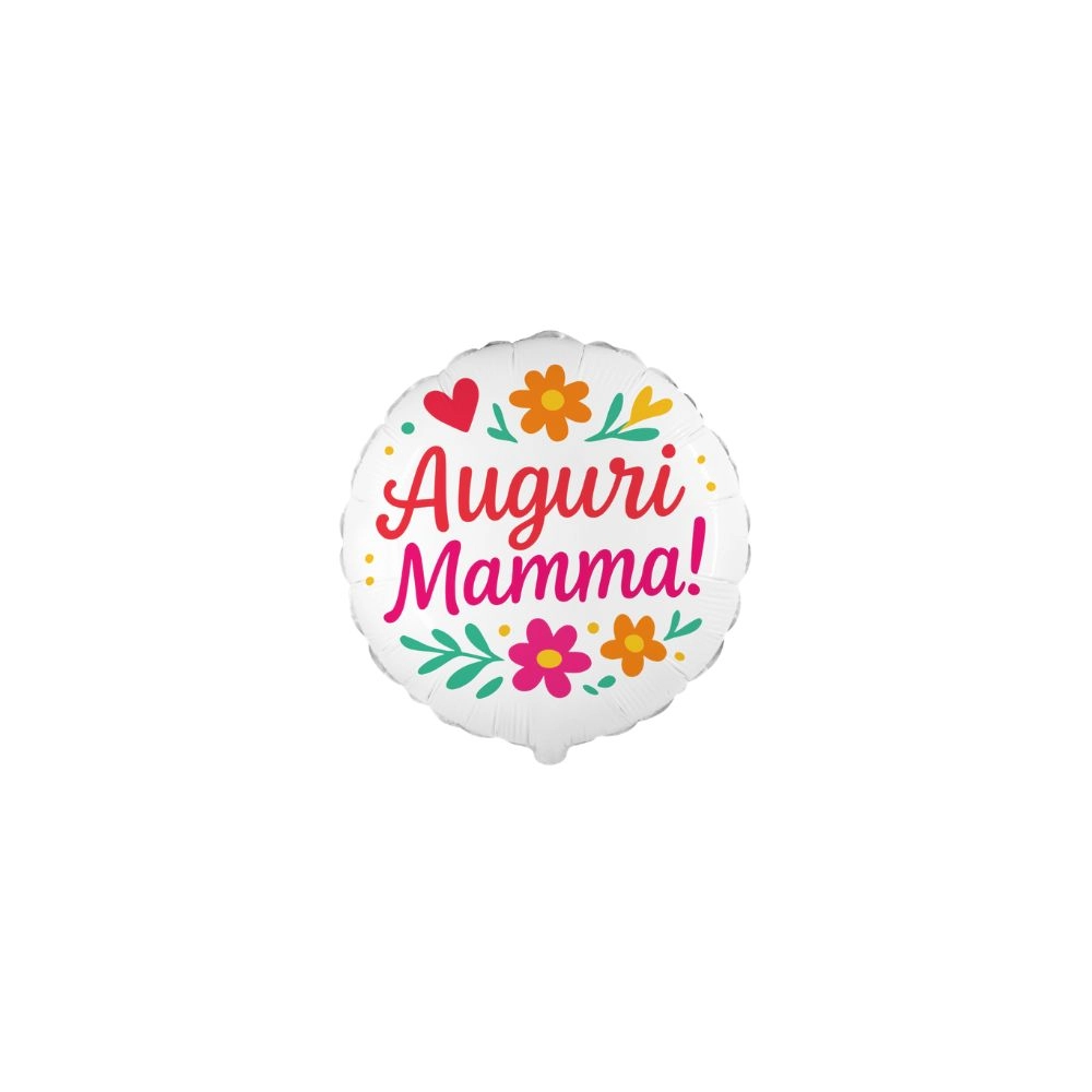 Palloncino Mylar 9" (22cm) Auguri Mamma Floreale Fiori Stilizzati 5pz