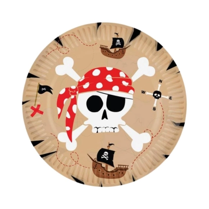 Piatti Carta Pirata per Festa e Compleanno 23cm - 8pz