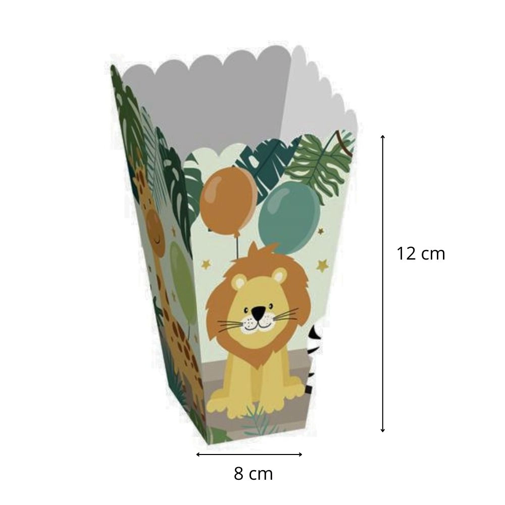 Scatole per Popcorn e Snack Safari 12x8cm - 12pz