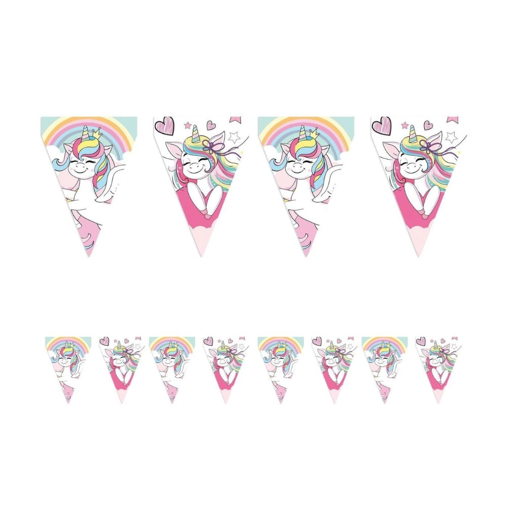 Festone Bandierine Unicorno Mix Fantasy 3mt per Festa