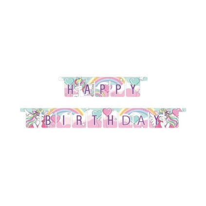 Festone Happy Birthday Unicorno Mix Fantasy Scritta